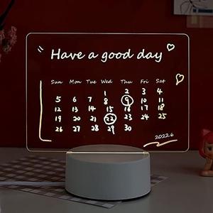 Acrylic Dry Erase Board 16 Colors Can Remote Control Light 7.3x5x0.2 Clear Desktop Note Memo Board, Includes Dry Erase Markers, Rewritable Night Light with Message Board, Soft Light Desk Lamp Gift