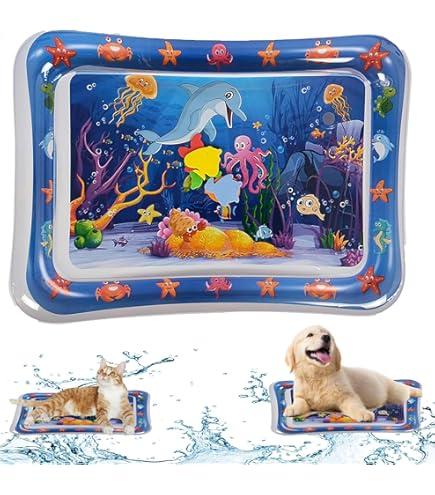 Aqua Paws Play Mat for Cats,Pet Inflatable Water Play Mat for Cats,Pawkitty Puncture Proof Water pad for Cat,Cat Waterproof Pad,Interactive Toys for Indoor Dog (27.5 * 19.8in A)