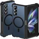 Hensinple for Samsung Galaxy Z Fold 4 Case Magnetic, Z Fold4 Case [Compatible with MagSafe][Slim Fit], Magnetic Charing Translucent Matte Back Shockproof Phone Case for Z Fold 4, Black