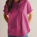 EVALESS Womens Fashion Summer Tops 2025 Crewneck Short Sleeve T Shirts (M)