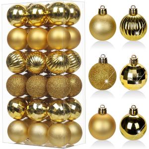 1.57" Gold Christmas Ornaments for Christmas Tree 36 Pcs Mini Shatterproof Balls Christmas Tree Decorations Small Xmas Ornaments Balls with Hanging Loop for Wedding Holiday Party Wreath Home Decor