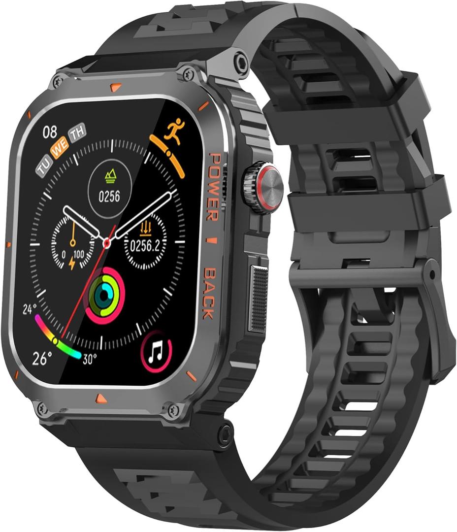 Military GPS Smart Watch for Men Pressure/Altitude/Compass,Fitness Smart Watch for Android Phones and iPhone,Outdoor Waterproof Fitness Tracker with Blood Oxygen/Heart Rate/Sleep/100+ Sport Modes (Black)