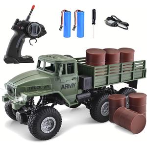 JPJCOOY RC Military Truck 6x6 Road Remote Control Car 1/16 Scale Remote Control Truck 4WD All Terrain Rock Army Transport Vehicle Toy Vehicle for Kids Children Boy Gift