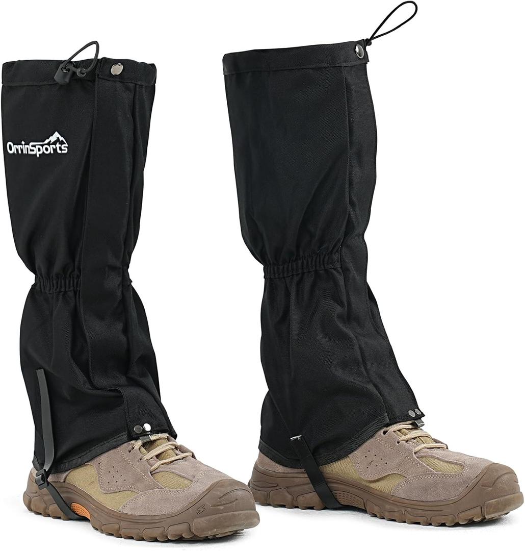 Waterproof Adjustable Leg Gaiters for Men and Women Snow Boot Gaiters for Hiking in Hunting Sand and Mud Mountain Climbing or Snowshoeing (Small-Medium, Black)