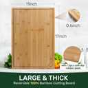 Kikcoin 1711 Bamboo Cutting Boards for Kitchen, Healthy Wooden Cutting Boards for Kitchen, Charcuterie, Vegetables, Cheese, Extra Large Chopping Boards with Deep Juice Groove and Handle, Natural