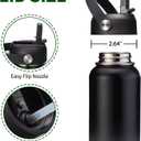 Water Bottle Straw Lid & Auto Spout Lid for Wide Mouth Water Bottles 32 40 64 128 oz