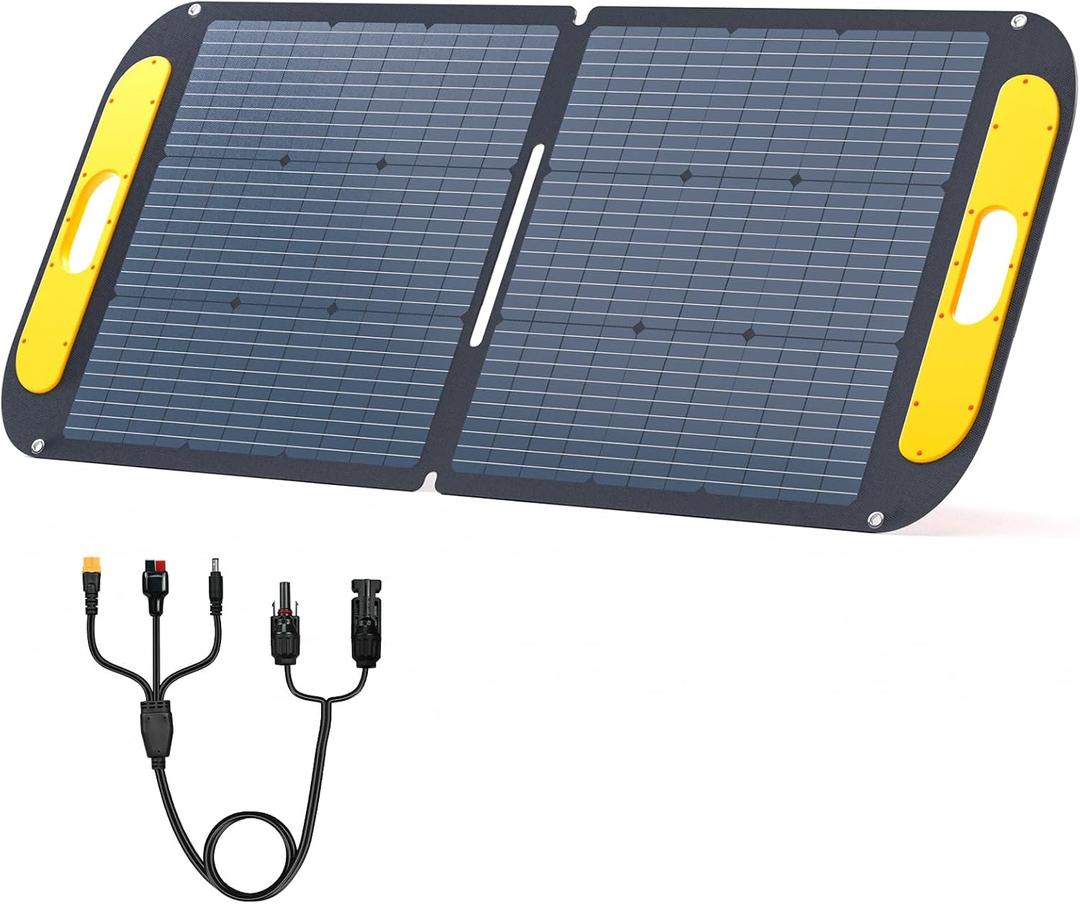 VTOMAN Portable Solar Panel for Solar Generator, 110W 19V Folding Solar Charger with 23% Efficiency, IP67 Waterproof and Adjustable Kickstands Design for Camping, RV, Outdoor Adventures (VS110)