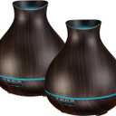 BZseed Aromatherapy Essential Oil Diffusers,2 PCS 550ml High Mist Output Humidifiers for Large Room, Home, Waterless Auto-Off, 7 Color LED Lights Cool Mist Humidifier Ultrasonic Diffusers (2 X Dark Brown)