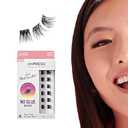 KISS imPRESS Falsies Press On Self Adhesive Eyelashes, 10mm-12mm Glam Volume Press On Lashes, Black, No Glue Needed, Invisible Band, 12 Lash Clusters - Refined (1 pair (Pack of 1))