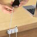 2 x Magnetic Cable Clips, 6 Pack 10-Slot Cord Organizer, Strong Phone Charging Cable Holder Clips, Wire Charger Keeper for Desk, Nightstand, Kitchen Appliances, Office Supplies (White)