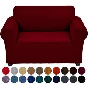 Joccun Christmas Stretch Chair Couch Cover, 1-Piece Sofa Slipcover Spandex Jacquard Fabric Sofa Covers with Elastic Bottom, Washable Furniture Protector for Dogs, Cats, Kids (Armchair, Red Dahlia) (Small 35" - 55")