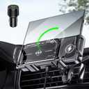 Wireless Car Charger Mount, Auto-Clamping 15W Dual Coil One-Touch 90 Rotatable Car Phone Holder Wireless Charger for Samsung Galaxy Z Fold 7/6/5/4/3, Z Flip, Galaxy S Series and iPhone