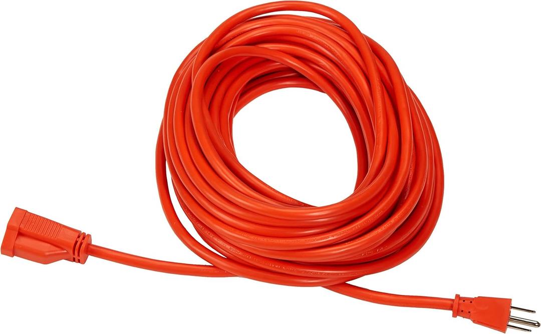 50-Foot 3-Prong Indoor/Outdoor Extension Cord, Heavy-Duty, 13 Amps, 1625 Watts, 125 VAC, Orange