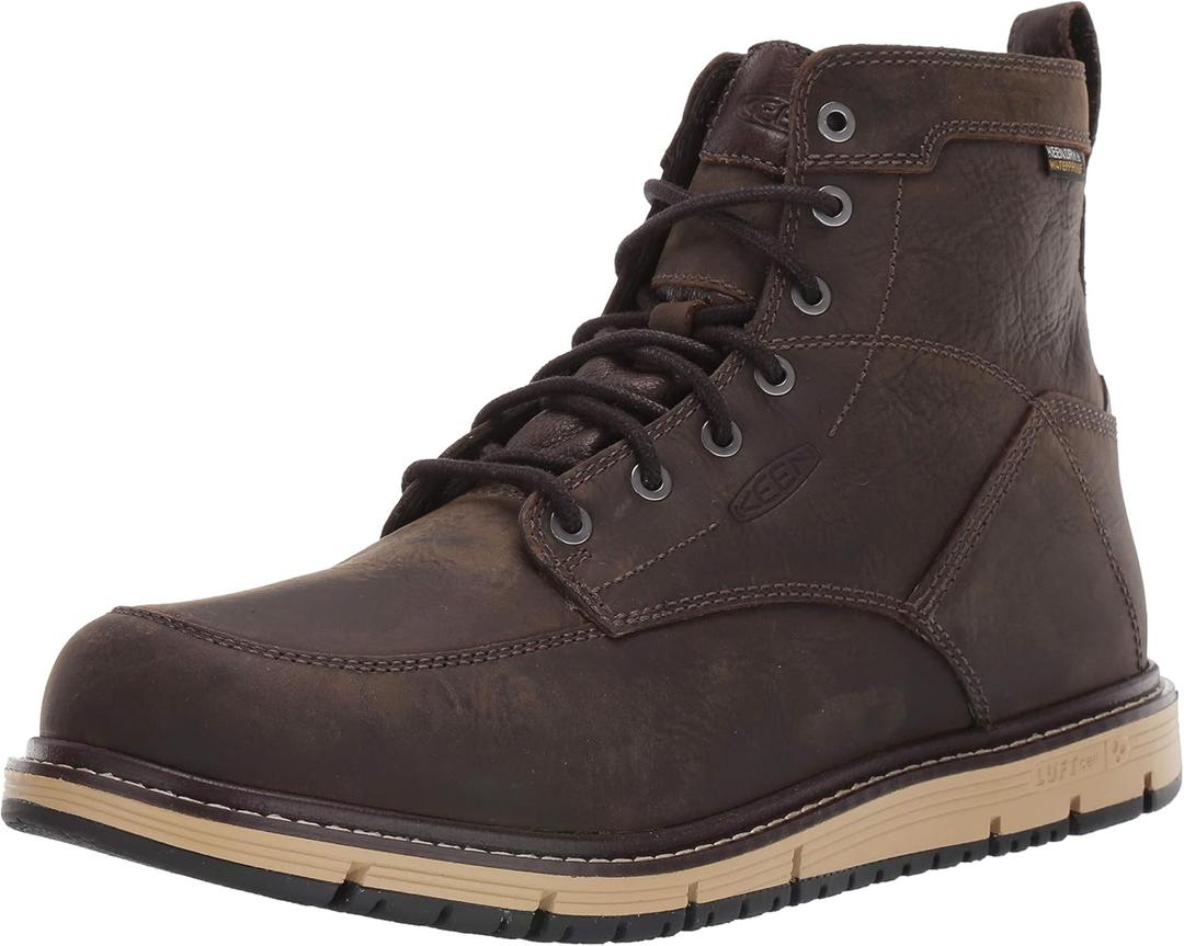 KEEN Utility Men's San Jose 6" Soft Toe Waterproof Wedge Work Boots (10 Wide, Cascade Brown/Black)