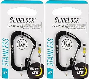 Nite Ize SlideLock 1.8 in. Dia. Stainless Steel Black Carabiner Key Holder