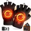 Heated Gloves for Men Women- Rechargeable Electric Full&Half Hands Electric Heated Gloves Work Arthritis Pain Relief Hot Compress Hand Warmers for Cycling Skiing Hunting (Fingerless, Large)