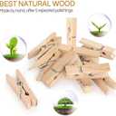 Mini Clothespins, Mini Clothes Pins for Photo, 100 Pack Wooden Small Clothes Pin with 32 FT Jute Twine String, Tiny Decorative Clothespin for Little Baby Shower Photos Clips Pictures Crafts Display