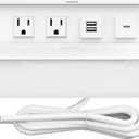 Pop Up Outlets with PD 30W USB Ports, Recessed Hidden Countertop Outlet Connectivity Box, Conference Table Power Hub Power Strip Pop Up Socket with 2 AC Outlet, USB A & USB C Ports, UL Listed (White)
