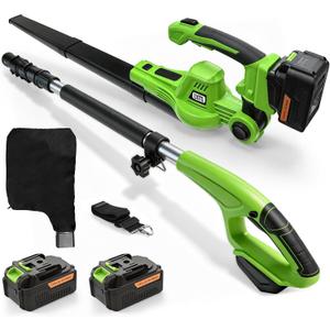 Cordless Leaf Vacuum with Bag, 2-in-1 Leaf Blower & Vacuum with Extension Tube, 150MPH Brushless Motor, 2 x 4.0Ah Batteries, 8 Speed Modes for Driveway, Patio, Garage Hard Surface Cleaning