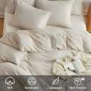 WARMDERN Boho Duvet Cover Set Queen Size,Khaki Striped Duvet Cover Microfiber Bedding Set,3PCS Ultra Soft Breathable Lightweight Tuft Texture Pattern Duvet Covers with Zipper Closure(Khaki,Queen)