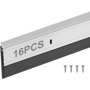 FoldTier 16 Pcs All-Season Door Sweep for Bottom of Door Exterior and Interior, Aluminum Alloy and Rubber, Commercial Weather Stripping Draft Stopper for Threshold Seal (1-3/4 x 36 Inch,Silver)