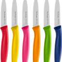 Stainless Steel Paring Knife With Serrated Blade, 6 Pieces Set Vegetable and Fruit Knife, Ultra Sharp Small Kitchen Knife, Colorful Paring Knives with PP Plastic Ergonomic Handle.