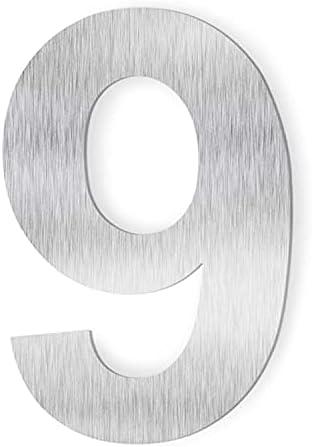 House Number - 6 Inch Stainless Steel Floating Home Address Number, Rustproof & Easy Install, Silver, Number 9