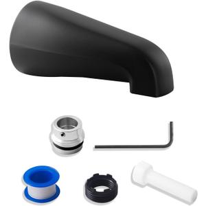 5" Non-Diverter Tub Spout with 4 in 1 Adapter,Universal fit 1/2" Copper Slip, 1/2" Iron Pipe(Long and Short stub Out), and 3/4" Iron Pipe Connections, Easy Installation, Matte Black