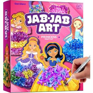 Dan&Darci Jab Jab Art Magical Princesses Kit  Gifts for 5 Year Old Girls  Arts and Crafts for Kids Ages 48, 46  MessFree Craft  Birthday Gift Ideas for Girls Ages 4, 5, 6, 7, 8, 9