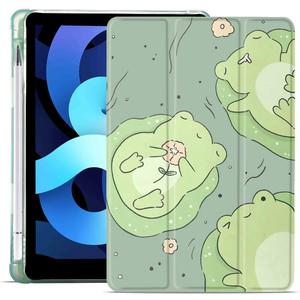 MAYCARI Cute Frog Case for iPad Mini 8.3 inch 2021 with Pencil Holder, Cute iPad 6th Generation Protective Case with Soft TPU Back, Auto Sleep/Wake Cover Slim Shell for Girls Women