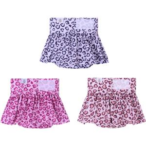 CuteBone Female Dog Diapers with Skirts 3 Pack Reusable Puppy Dresses Pants for Heat Cycle Period QBD07M