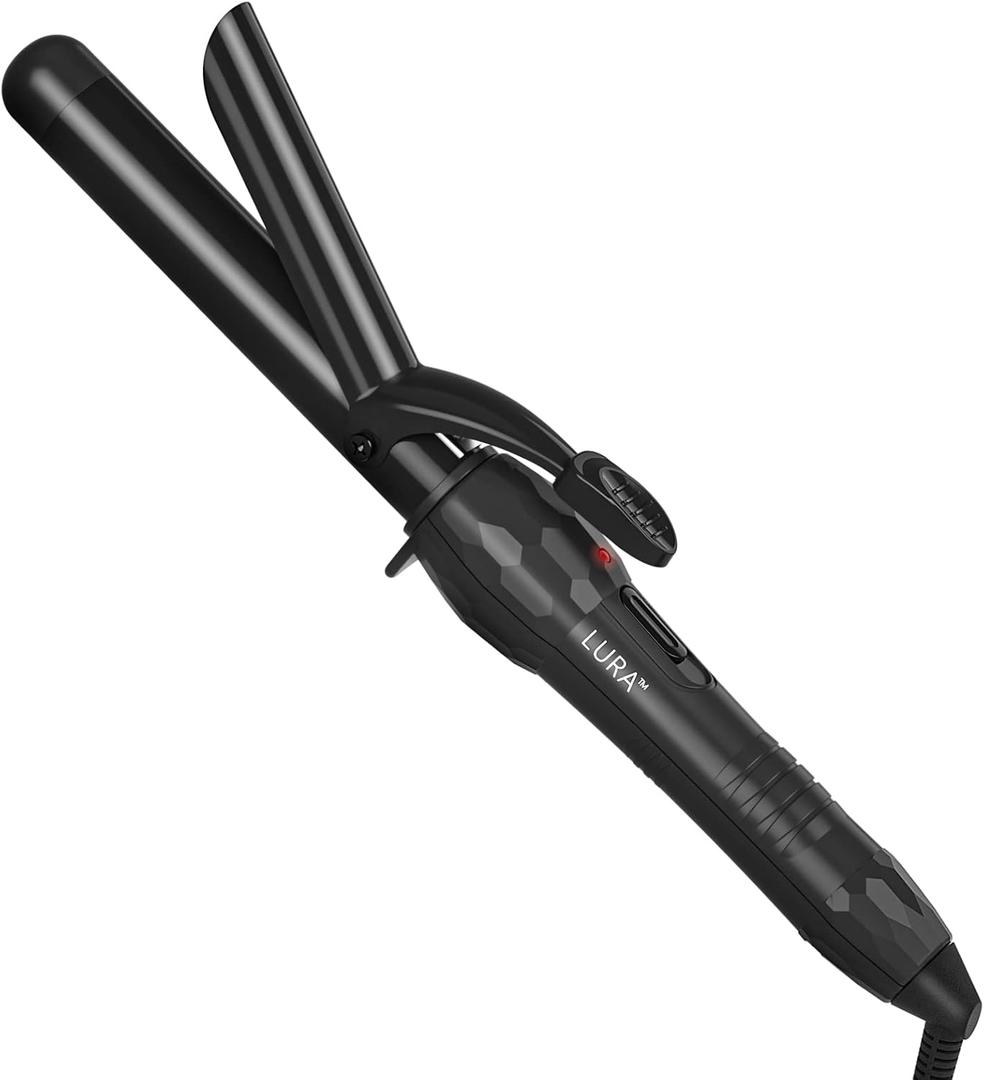 LURA 1 Inch Large Barrel Curling Iron with Ceramic Tourmaline Barrel, Dual Voltage Hair Curler with 2 Heat Settings (320F410F), Fast Heating Curling Wand for All Hair Types