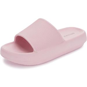 BRONAX Pillow Slippers for Women and Men | House Slides Shower Sandals | Cushioned Thick Sole (7.5-8.5 Women/6-7 Men, Pink)