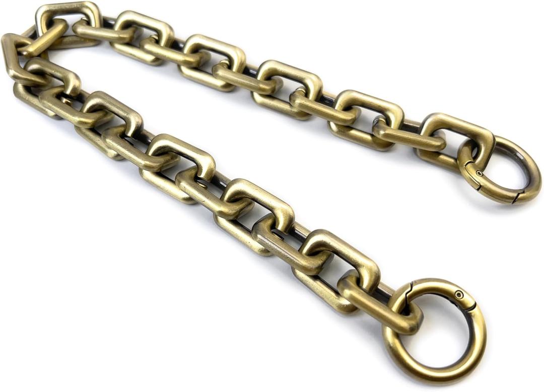 VersaKits Heavy Chunky Link Chain Strap Purse Handbag Top Handle Shoulder Straps Accessories Decoration Chain Strap Extender Charms Replacement(14.9'' Brass)
