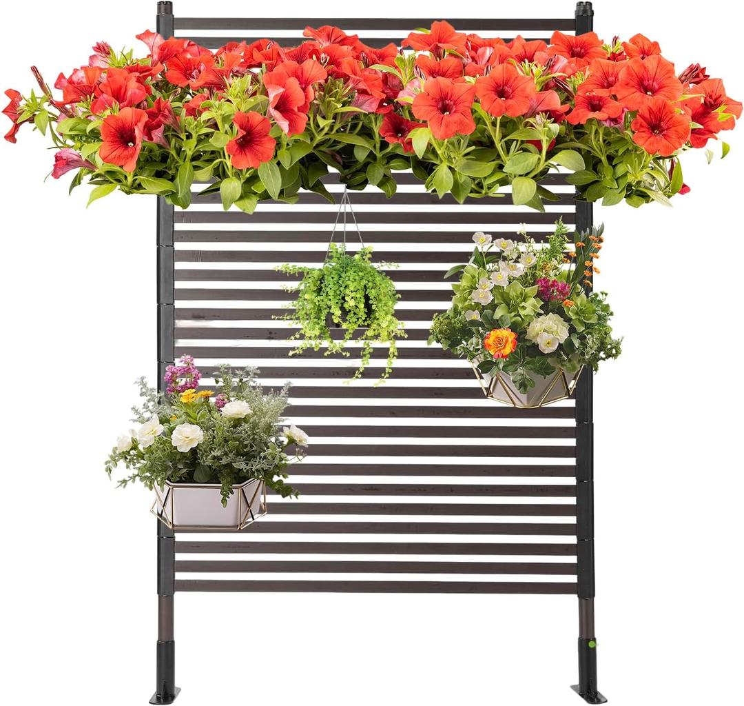 Metal Outdoor Privacy Screens Fence Screen for Outside Screen Freestanding for Patio Lawn Deck Outdoor Privacy Panels for Backyard Patio Garden Black (6 x 3FT with Feet)