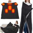 CYCYHEAT 20000mAh Large Heated Blanket Battery Powered, 7.4V Battery Portable Cordless Throw Electric Rechargeable Heating Blankets (Black+20000mAh Battery, 63x55in Adult Size)