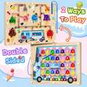2 in 1 Magnetic Maze Board for Kids Montessori Toys Double-Sided Counting Magnetic Alphabet Letters ABC Magnets Puzzles 3-5 Age Boys and Girls Birthday Gifts
