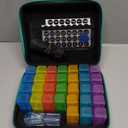 Monthly Pill Organizer 2 Times a Day, with Portable Hard Shell, Pill Cutter, 31-Day Box, Plastic Opening Pick, Monthly & Weekly Stickers, Convenient Medication Management (2 Times a Day)