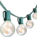 25Ft G40 Outdoor String Lights, Golbe Patio Light with 27 G40 Clear Incandescent Bulbs(2 spare), Hanging Waterproof Connectable Christmas String Lights for Indoor Outdoor Garden Camping Backyard Porch (Green)