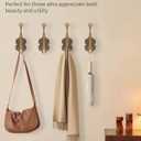 Vintage Coat Hooks Wall Mount, Unique Heavy Duty Wall Hooks for Hanging Towel Key Purse Hat Robe Clothes Decorative Hook for Bathroom Shower Closet Entryway Antique Brass 3 Pack