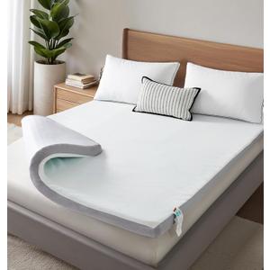 SAPHREAS 3 Inch Memory Foam Mattress Topper King Size with Soft Ventilated Mattress Pad Cover, Egg Crate Bed Topper for Back Pain & Pressure Relief, CertiPUR-US Certified (White)