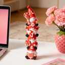 WDS WONDROUS Love Gnome Stack Figurine, Valentine's Day Decorations for Home, Red & White Resin Gnomes Decor with Flowers & Gifts, Wedding & Table Centerpiece, Gifts for Couples Her Him Party