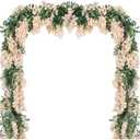 Duovlo 4Pcs 6.6Ft/Piece Imitation Silk Wisteria Garland Hanging Flower Vine for Home Outdoor Garden Ceremony Wedding Arch Floral Decor (Champagne)