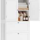 VASAGLE Floor Storage Cabinet, Freestanding Storage Unit with 2 Drawers and 2 Doors, Adjustable Shelf, 11.8 x 23.6 x 43.3 Inches, for Entryway, Bathroom, White UBBC551P31