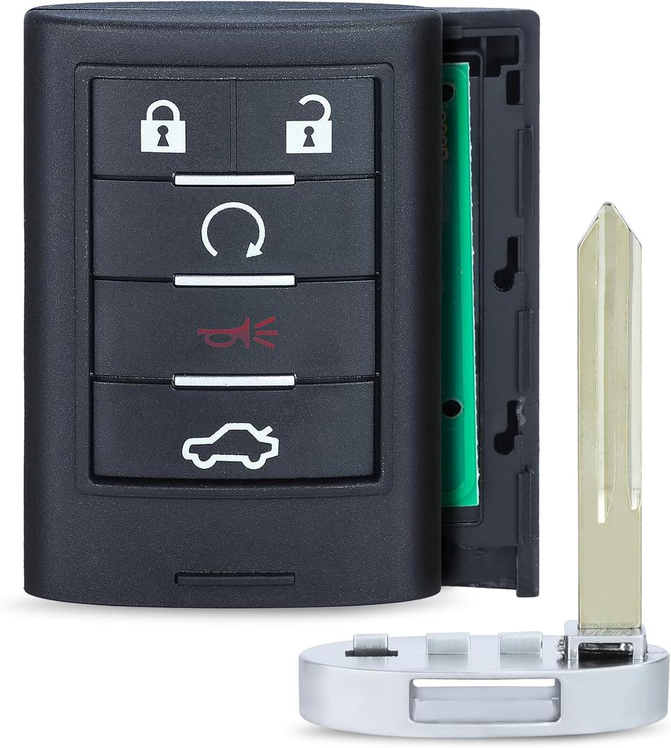 Keyecu Replacement Smart Remote Key Fob 5 Button for Cadillac STS CTS 2008-2013