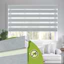 No Drill No Tools Cordless Dual Layer Zebra Blinds for Windows, Blackout Zebra Shade for Indoor Windows,Easy to Install Thermal Insulated Blinds, Light Grey, Custom Size