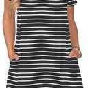 Womens Summer Dresses Beach Casual Loose Tshirt Floral Short Sleeve Flowy Pockets Sundresses, Size XL