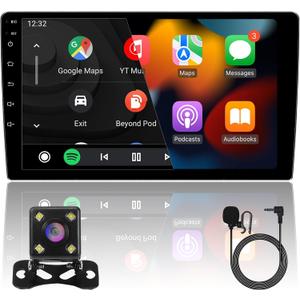 10inch 2+32GB IPS Full Touch Screen Android Car Radio Audio Video Stereo Player for Double Din Raido Model with CarPlay Android Auto WiFi BT MirrorLink Split Screen PIP GPS Navigation (10inch 2GB RAM+32GB ROM)