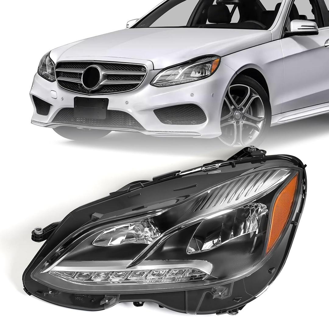 Huray Halogen Headlight for Mercedes-Benz E-Class W212 Sedan/Wagon 2014-2016 [Halogen Type] Headlamp w/o Cornering Light Replacement for MB2502219 2128202139 Left Driver Side