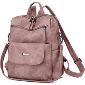 Backpack Purse for Women, Women Backpack Purse Small Leather Waterproof Anti-theft Shoulder Bags Handbags Ladies (Pink)